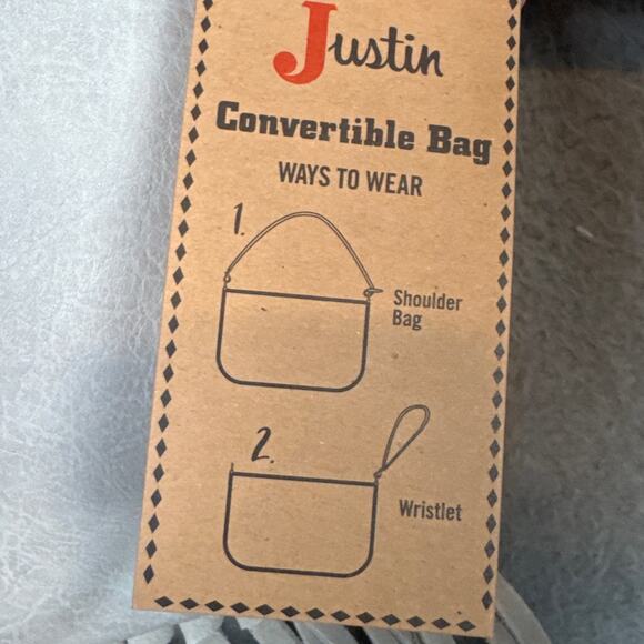 Justin Silver Wash Mini Shoulder Bag Convertible Wristlet Festival Boho Western - Picture 5 of 8